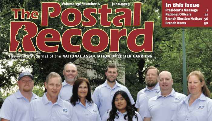 June 2023 Postal Record cover.